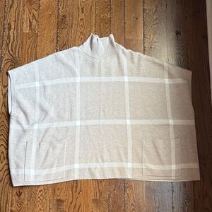 Ann Taylor Beige Plaid Poncho